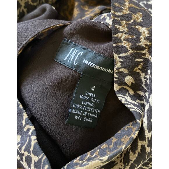 INC Womens Size 4 Sleeveless Mock Neck Animal Print 100% Silk Blouse Shirt - Picture 8 of 8